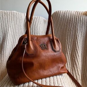 Pratesi Firenze Boccaccio Cognac Leather Satchel Italy $290 Retail Crossbody